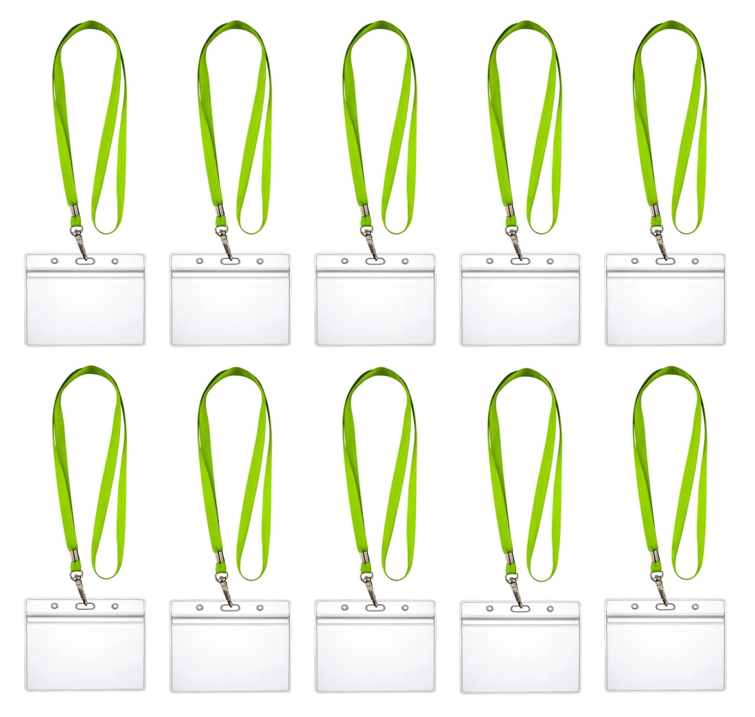 10 x Lanyard Umhängeband mit 10x Ausweishülle ZIP Kartenhalter horizontal & vertikal wasserdicht Ausweise Karten Schutzhülle 0,80mm flexibel